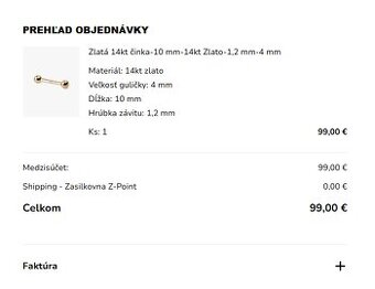 Pirsing do bradavky zlaty