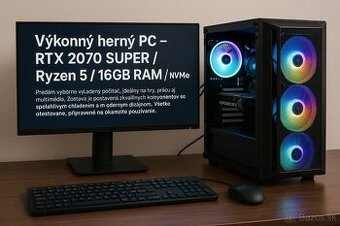 Predam herný PC s RTX 2070 SUPER + Ryzen 5 + 16GB RAM + NVMe