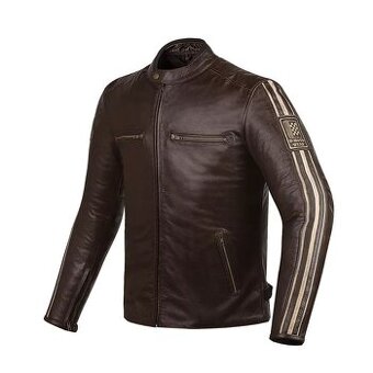 Moto Kožená Bunda Brown Vintage Stripess