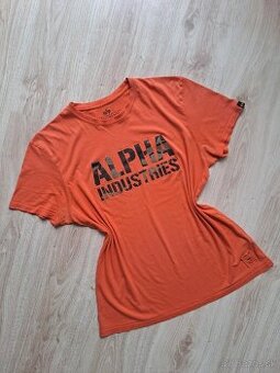 Krásne oranžové tričko Alpha Industries veľkosť XL
