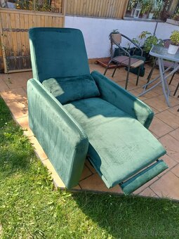 Relaxačné polohovacie kreslo, smaragdová Velvet látka
