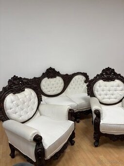 Sedačka v drevenom ráme,biela,ŠTÝLOVÁ-ZĽACNENÁ - 1