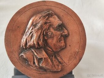 Závěsná masivní bronzová plaketa - Franz Liszt