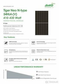 Fotovoltaické,solárne panely Jinko 420W N-type, čierny ram