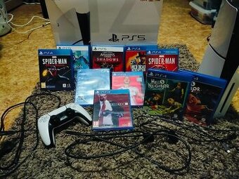 PS5 Slim 1TB, originalne balenie + originalna kabelaz + hry