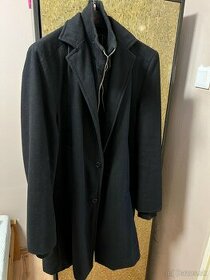 Predám dlhý čierny bavlnený kabát, XL