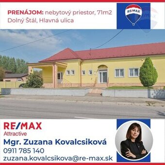 PRENÁJOM: NEBYTOVÝ PRIESTOR, 71M2, DOLNÝ ŠTÁL