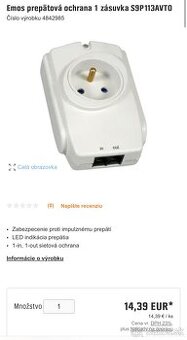 Zásuvka EMOS - prepäťová ochrana
