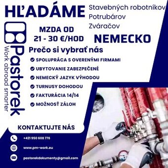 STAVEBNÝCH ROBOTNÍKOV / POTRUBÁROV / ZVÁRAČOV - NEMECKO
