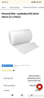 Penová fólia 10mm, 1m, 50m