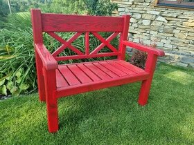záhradná lavica - X - 2 miestna - vintage červená