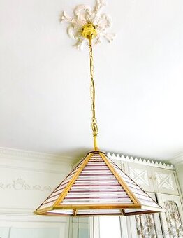Art Deco závesná Murano pyramídová lampa / luster 41x92 cm