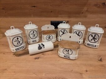Starožitný keramický (porcelánový) súbor kuchynských dóz