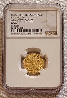 Zlatý dukát Žigmund Luxemburský, 1392-1396, Buda, NGC MS63