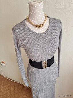nové sivé pletené šaty bez opasku s visačkou S/M