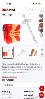 10x180mm Fasádne natĺkacie hmoždinky LMX - kovový