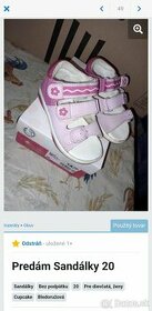 Predám dievčenské Sandálky, veľkosť 20