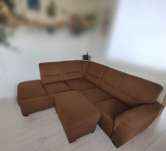 Veľká rohová sedacia súprava / gauč (hnedá farba)