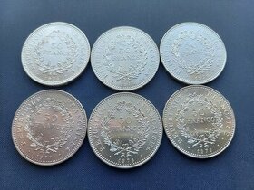 Francuzsko 50 Francs  Herkules strieborna minca