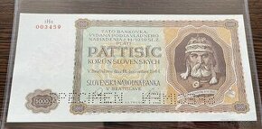 Nevydaná bankovka 5000 sk 1944 SŠ
