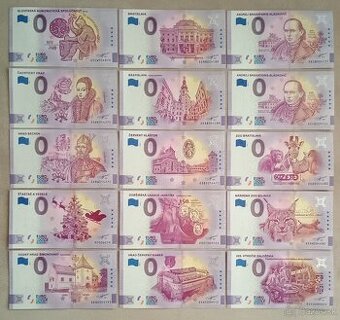 0 euro bankovky Komplet všetkých 40ks Anniversary roku 2020