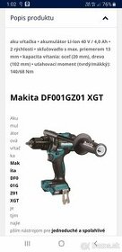 Makita vŕtačka XGT 40V  DF001GZ01