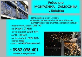 zámočník montážnik do Linz-AT