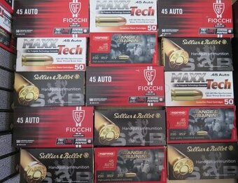 Predám náboje 45 ACP Norma a 10 mm AUTO S.&Bellot 0,50 kus