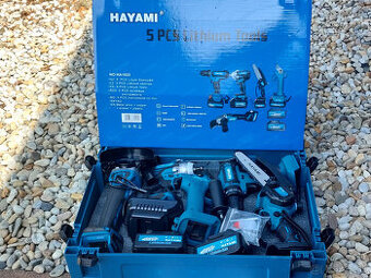 5-dielna akumulátorová sada náradia 2x aku prislušenstvom
