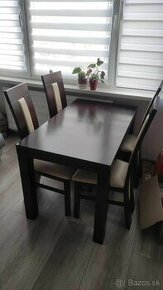 Jedálenský masívny stôl + 4x stoličky - 1