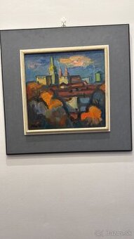 ++J. Dóka - TRNAVA, rok 1978, olejomaľba++
