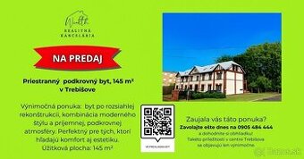 Predaj – priestranný  podkrovný byt, 145 m² v Trebišove
