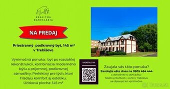 Predaj – priestranný  podkrovný byt, 145 m² v Trebišove