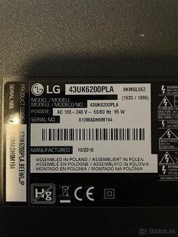 43'' UHD TV LG, webOS Smart TV 109CM.
