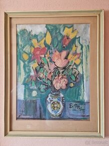 Originál Obraz Eduard Milén kytica - český akademický maliar