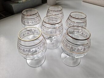 Luxusná sada pohárov na koňak / brandy – 6 ks (zlatené)