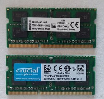 8GB alebo 16GB DDR3L 1600Mhz SODIM