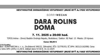 Dara rolins . Lístky Bratislava  2ks