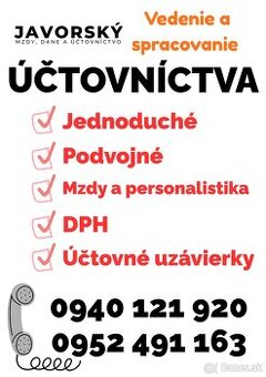 Účtovníctvo , mzdy a personalistika už od 19eur mes.