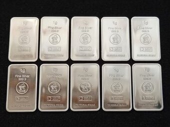 20x1gram strieborné tehličky Heimerle & Meule
