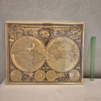 Obraz mapa sveta zlatá farba