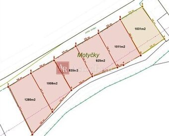 Stavebný pozemok od 830 m2-1280 m2 MOTYČKY-20km od BB/5km od