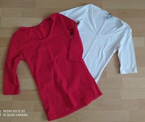biele a červené tričko s 3/ rukávom, XS