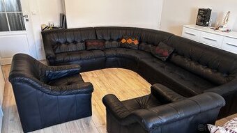 Kožená sedacia súprava + 2 kreslá – pravá koža