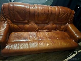 Kožená sedacia súprava + 2 kreslá práva koža masiv