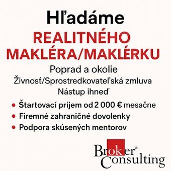 Realitný maklér / maklérka – Poprad a okolie