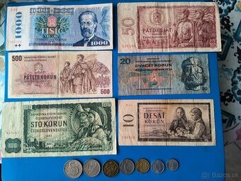 ZOSTAVA STARÝCH ČESKOSLOVENSKÝCH_BANKOVIEK a MINC - 1