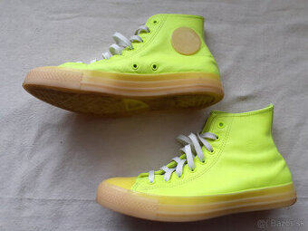 Krikľavo zeleno-žlté kožené Converse č. 41,5
