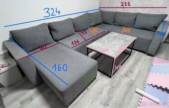 Sedačka v tvare U + konferenčný stolík