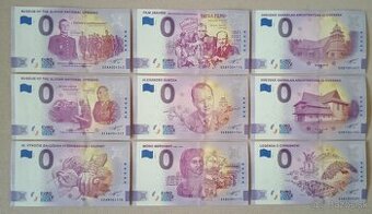 0 euro bankovky Komplet všetkých 55ks Anniversary roku 2021